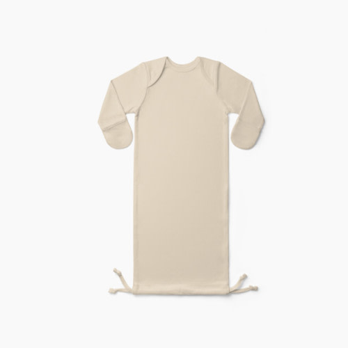 Solid Drawstring Baby Gown - Oat
