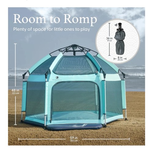 POP 'N GO PLAYPEN - Indoor & Outdoor Baby Playpen for Babies and Toddlers - Baby Beach Tent, Foldable, Portable W/Canopy, Travel Bag, & Mosquito Net - Pop Up Pack and Play Tent (Warm Ivory)