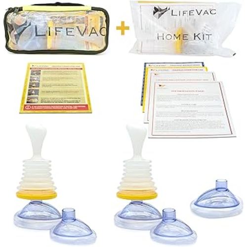 LifeVac Home & Yellow Travel Combo Kit - Portable Suction Rescue Device, First Aid Kit for Kids and Adults, Portable Airway Suction Device for Children and Adults