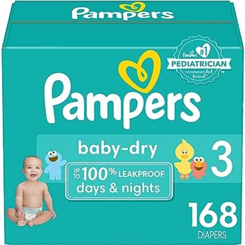 Pampers Baby Dry Diapers - Size 3, 168 Count, Absorbent Disposable Diapers