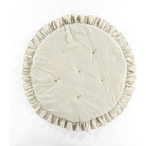 Lush Decor Baby Round Ruffle Play Mat, 36" Diameter, Neutral