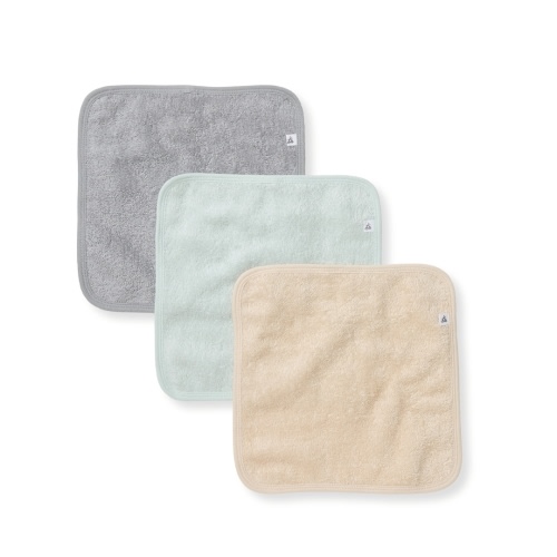 Organic Cotton Woven Terry Solid Washcloths 3 Pack Oat