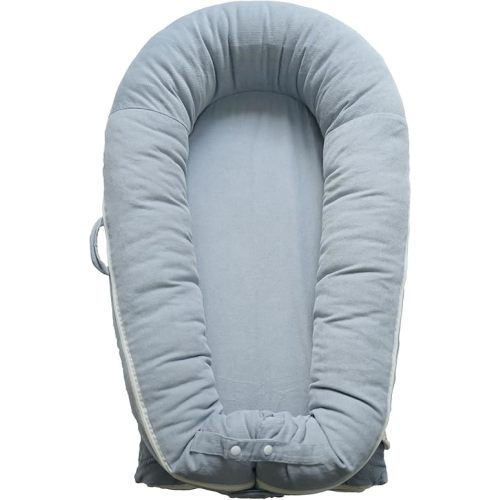 Deluxe Infant Lounger, Baby Nest Cover for Baby Girls & Boys, Newborn Essentials for Baby 0-12 Months, 100% Cotton, Portable Travel Bed (Corduroy Cotton, Beacon Grey)