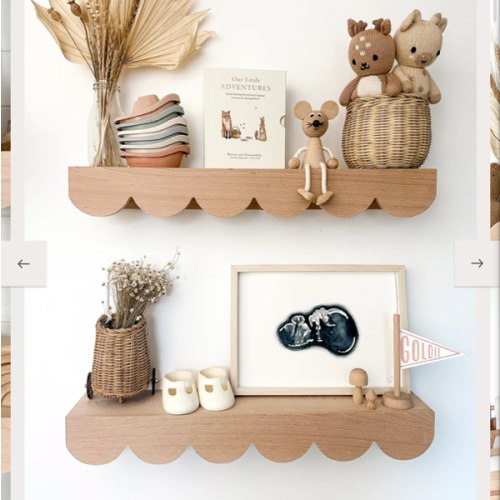Scallop Shelf - Scalloped Edge Natural Wooden Shelving - Pine + Pear
