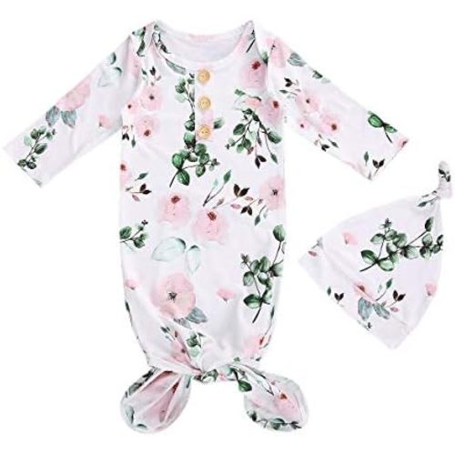 Infant Newborn Baby Girls Floral Sleep Gown Headband Sleepwear Romper Sleeping Bags Outfits