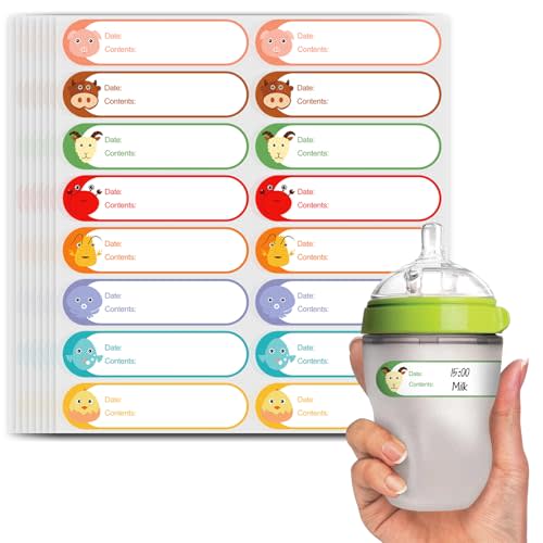 Printholic 512pcs 1" x 4" Baby Milk Bottle Labels to Write On, No Residue Food Storage Labels for Kitchen, Mason Jar Labels, Freezer Labels Removable, Food Labels Cartoon Waterproof