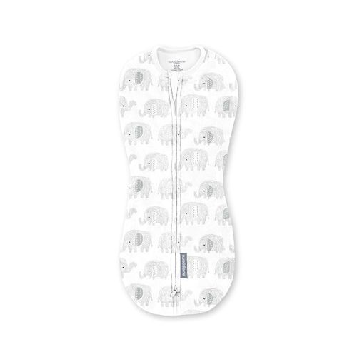 SwaddleMe by Ingenuity Compression Baby Swaddle Pod, Two-Way Zipper for Easy Diaper Changes, Improves Sleep & Calms Startle Reflex, 0-2 Months, 1.0 TOG, 1-Pack - Scribble Elephant | Improves Sleep, Calms Startle Reflex, Two Way Zipper, Easy Diaper Changes