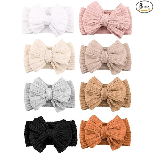Niceye Handmade Baby Headbands Soft Stretchy Nylon Hair Bands with Bows for Newborn Infant Baby Toddler Girls