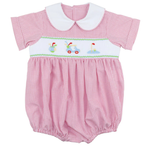 Red Gingham Smocked Golf Bubble – Cecil & Lou