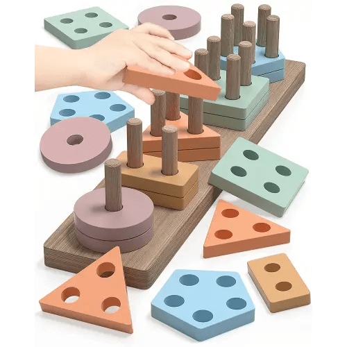 Montessori Toys for 1 2 Year Old Girl and Boy Birthday Gifts, Shape Sorter Wooden Toys for Toddlers Age 1-3 2-4, Learning Educational Sensroy Stacking Toddler Puzzles
