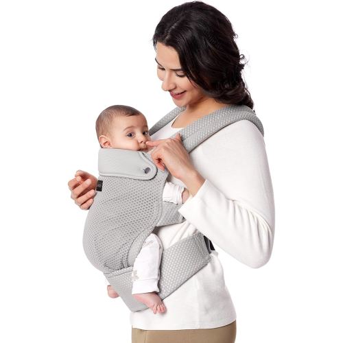 Momcozy Breathable Mesh Baby Carrier, Ergonomic and Lightweight Infant Carrier for 7-44lbs with Enhanced Lumbar Support, All Day Comfort for Hands-Free Parenting, Air Mesh-Grey