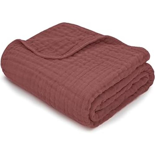Comfy Cubs Baby Muslin Blanket, Swaddle for Newborns and Toddlers, Large 40” x 40” Cover, 6-Layer Plush Softness for Infant Swaddling, Receiving, or Tummy Time, Shower Gift (Wine, Baby - Muslin)