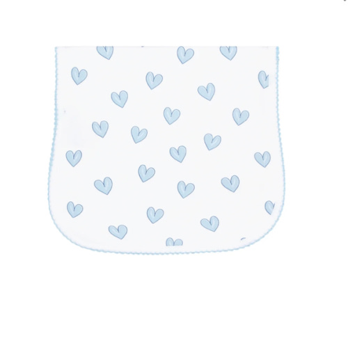 Blue Heart Print Burp Cloth