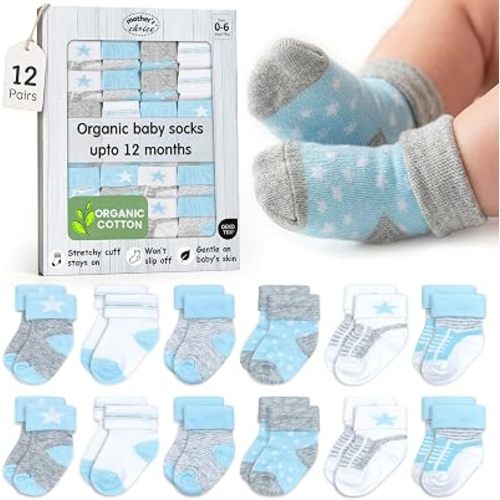 OEKO-TEX Organic Cotton Blend 12 Socks Baby Infant 0-6 M Shower Registry