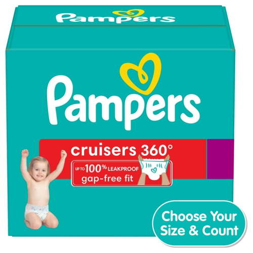Pampers Cruisers 360 Size 3 Diapers, 132 Count - Leakproof, Hypoallergenic with Easy Tear Sides