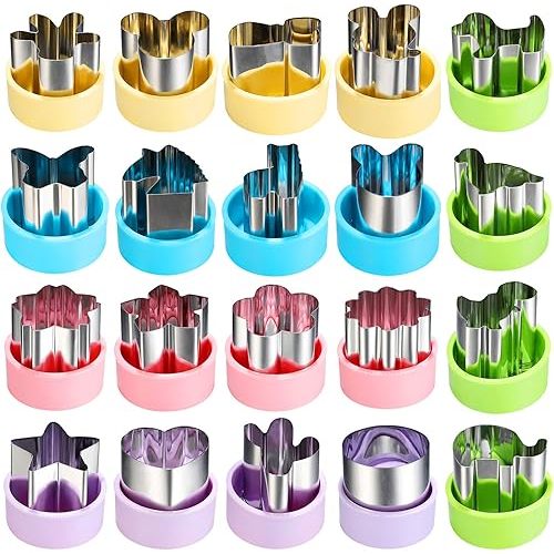 1.5" Vegetable Cutter Shapes Set - Mini Cookie Cutters Fruit Cookie Pastry Stamps Mold for Kids Baking and Food Supplement Tools Accessories (20pack)
