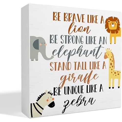 Be Brave Like A Lion Wooden Box Sign - Nursery Baby Childrens Kids Bedroom Desk Decor for Kids Room Playroom