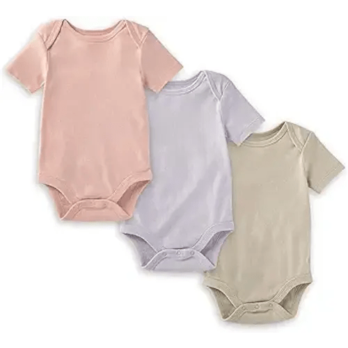 Burt's Bees Baby Unisex Short Sleeve Organic Cotton Bodysuits, 3-Pack