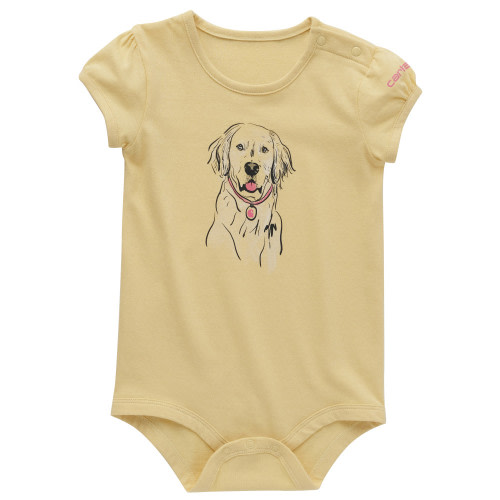 Carhartt Girl's Short-Sleeve Dog Bodysuit, Golden Haze - CA7047-CY50
