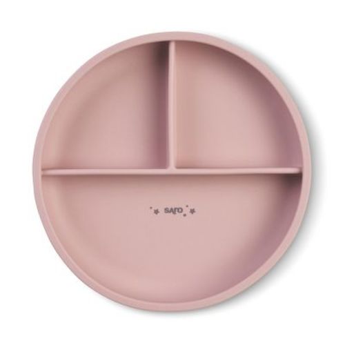 SARO "Food & Fun" 3-Compartment Silicone Plate: Suction Base, Baby-Led Weaning Toddler Feeding Plate