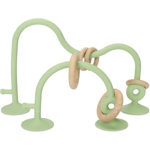 Socub Silicone Baby Sensory Toys, Educational Toys for Baby 6 12 18 Months, Parent-Child Toys with Suction Cup, 2 Pack(Olive)