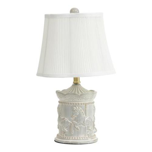 18in Reactive Glaze Carousel Table Lamp With Pleated Shade | Home | TJ Maxx