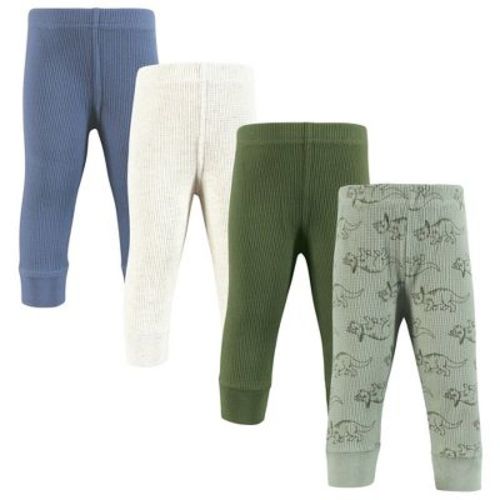 Hudson Baby Thermal Tapered Ankle Pants 4pk, Sage Dinosaur, 3-6 Months