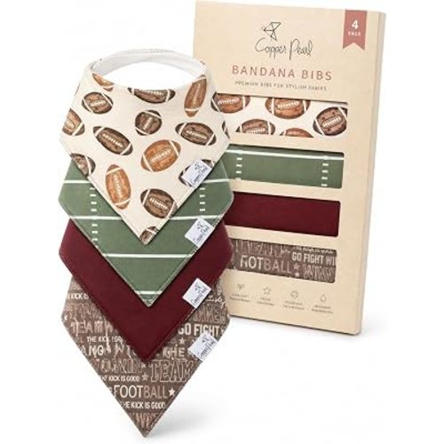 Copper Pearl Baby Bibs 4 Pack, Bandana Drool Bibs for Baby Girl & Boy, Soft Cotton Bibs for Drooling and Teething