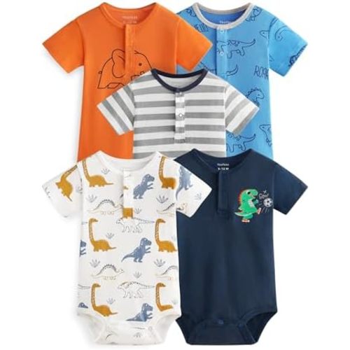 Yoofoss Baby Bodysuits 100% Organic Cotton Short Sleeve Infant Romper for Boy and Girl Baby Clothes, Soft Breathable