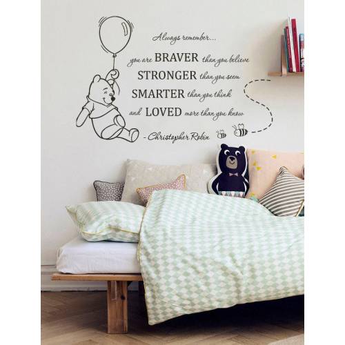 You Are Braver Than You Believe, Pooh Quote Decal, Wall Decal Winnie The Pooh Quote, Winnie The Pooh Quotes Sticker, Pooh Wall Decal