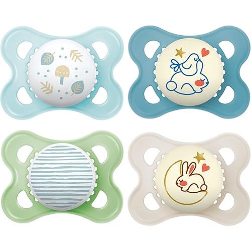 MAM Day & Night Pacifiers, Glow in The Dark Pacifier for Breastfed Babies, 0-6 Months, Boy