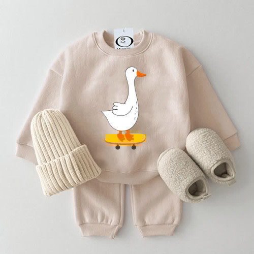 Baby Skateboarding Goose Sweatsuit 2-piece Set