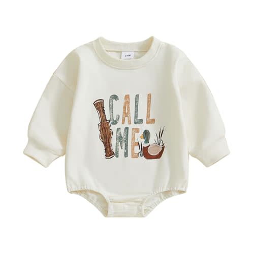 Yxniwxe Newborn Baby Boy Girl Hunting Outfit 1st Birthday Mallard Duck Romper Oversized Sweatshirt Playsuit Spring Clothes