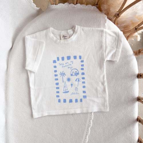 6-12M Kids 'Favourite Days' Summer Tee - White & Blue