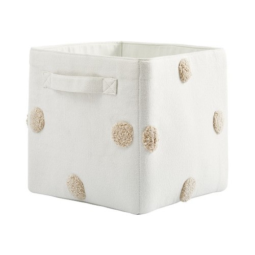 Embroidered Cube Storage Bins - Oatmeal Dot | Pottery Barn Kids
