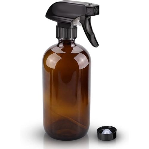 Wedama Amber Glass Spray Bottles, 16 oz Glass Spray Bottles for Cleaning Solutions and Essential Oils, Refillable Empty Spray Bottle with Adjustable Nozzles for Alcohol, Plant and Hair Care (1 Pack)