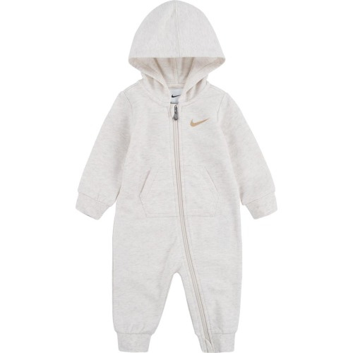 Baby Hooded French Terry Romper, 3M, Pale Ivory Heather