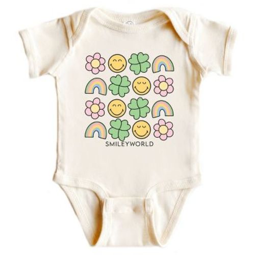 The Juniper Shop SmileyWorld Smiley Clover Daisy Baby Short Sleeve Bodysuit