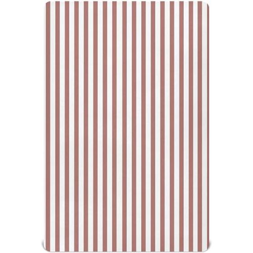 Brick Red White Stripes Crib Sheets for Boys Girls Soft Breathable Mini Crib Sheets for Baby 52" x 28"