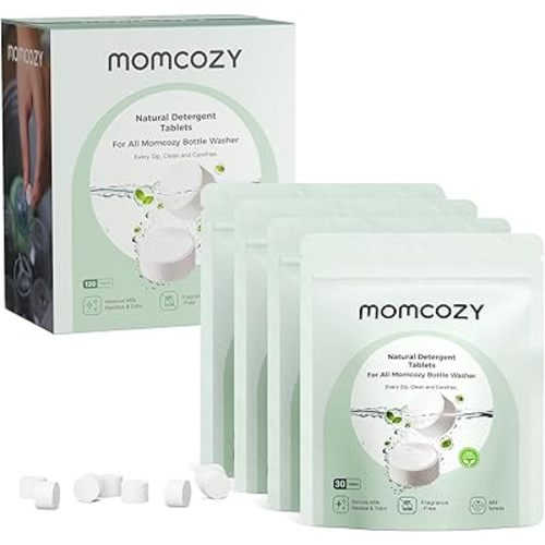 Momcozy Official Natural Detergent Tablets for Baby Bottle Washer, Powerful Plant-Based Formula, Safe & Residue-Free Washing Block, 120 Tablets
