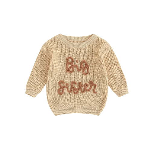 Big Sister Little Sister Matching Outfit Toddler Baby Girls Letter Embroidery Sweater Long Sleeve Pullovers Fall Winter Clothes