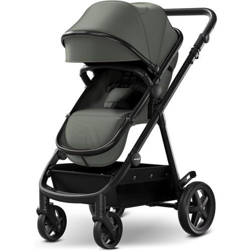 Mompush Meteor2 Baby Stroller 2-in-1 with Bassinet Mode, Compatible with Infant Car Seat Adapter Included, Full-Size Bassinet Strollers for Family Outings