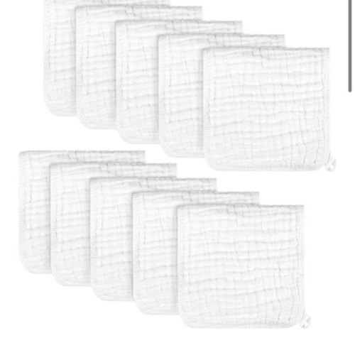 AIDEA Burp Cloths and Washcloths for Baby, Absorbent Cotton Muslin Baby Towels, Large Soft Breathable Newborn Essentials for Boys and Girls, Newborn Essentials, White, 10 Pack, 20"x10"