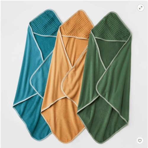 Baby Boys' 3pk Waffle Hooded Bath Towel - Cloud Island™ Olive Green