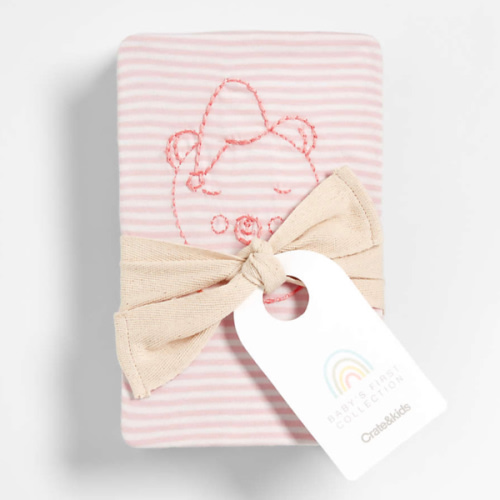Baby's First Pink Stripe Organic Jersey Baby Crib Fitted Sheet