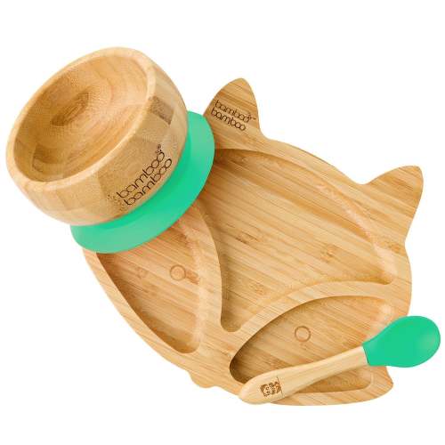 Bamboo Fox Plate and Bowl Bundle - Green