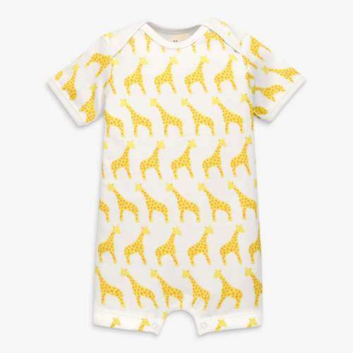 Organic animal friends babysuit shortie - Banana giraffes / 0-3