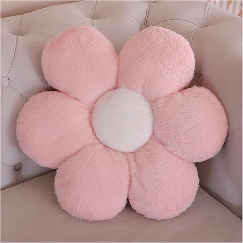 Flower pillow cushion Decorative throw pillow Chair flower pillow Plush floor pillow (15.7 in, Pink)