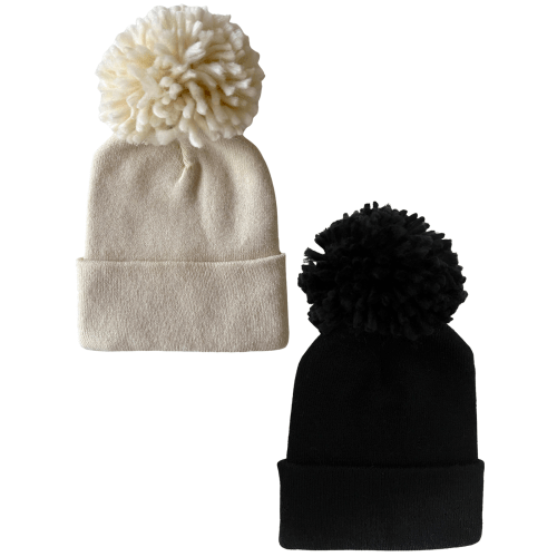 2-Pack Baby's First Hat®, Sand/Black Pom