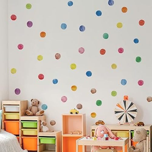Colorful Polka Dot Wall Decals for Playroom, Peel and Stick